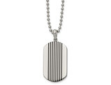 Mens Stainless Steel Black Stripes Dogtag Pendant Necklace with Chain (22 Inches)